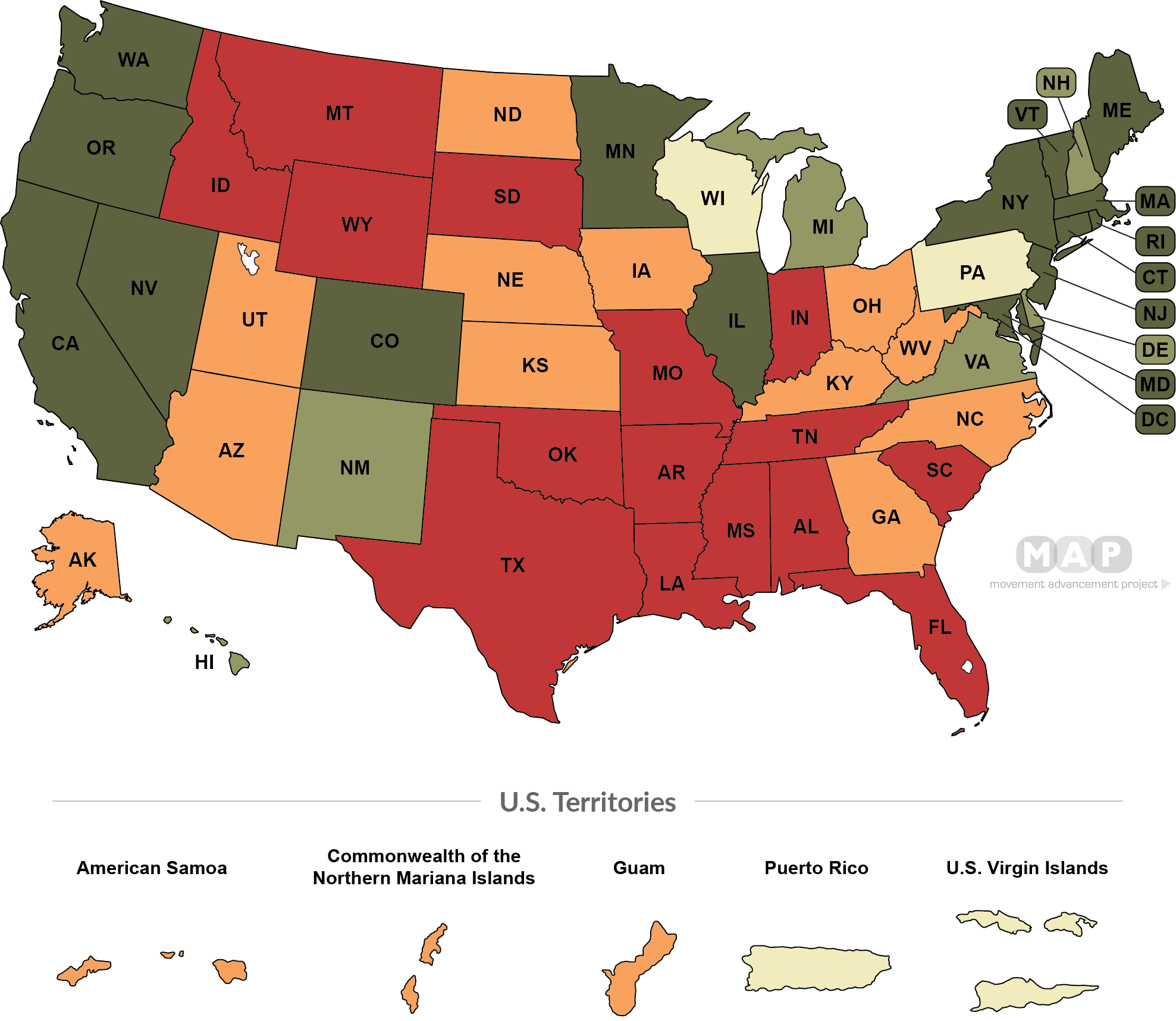 Movement Advancement Project Snapshot LGBTQ Equality by State photo